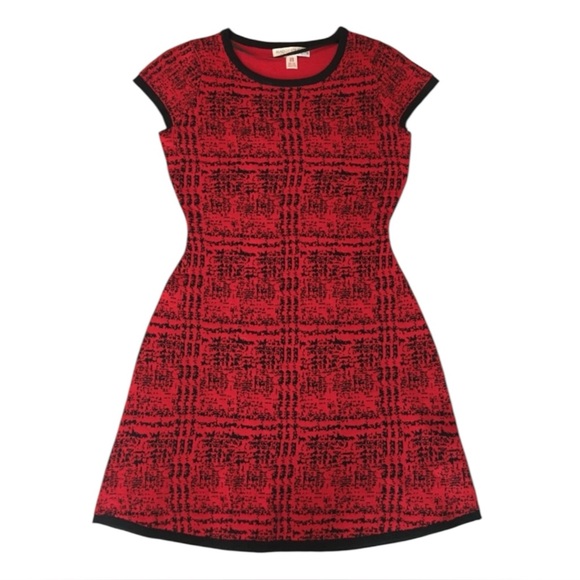 Maggy London Dresses & Skirts - Maggy London Sweater Dress Fit And Flare Cap Sleeve Small Red Preppy Mod Grunge